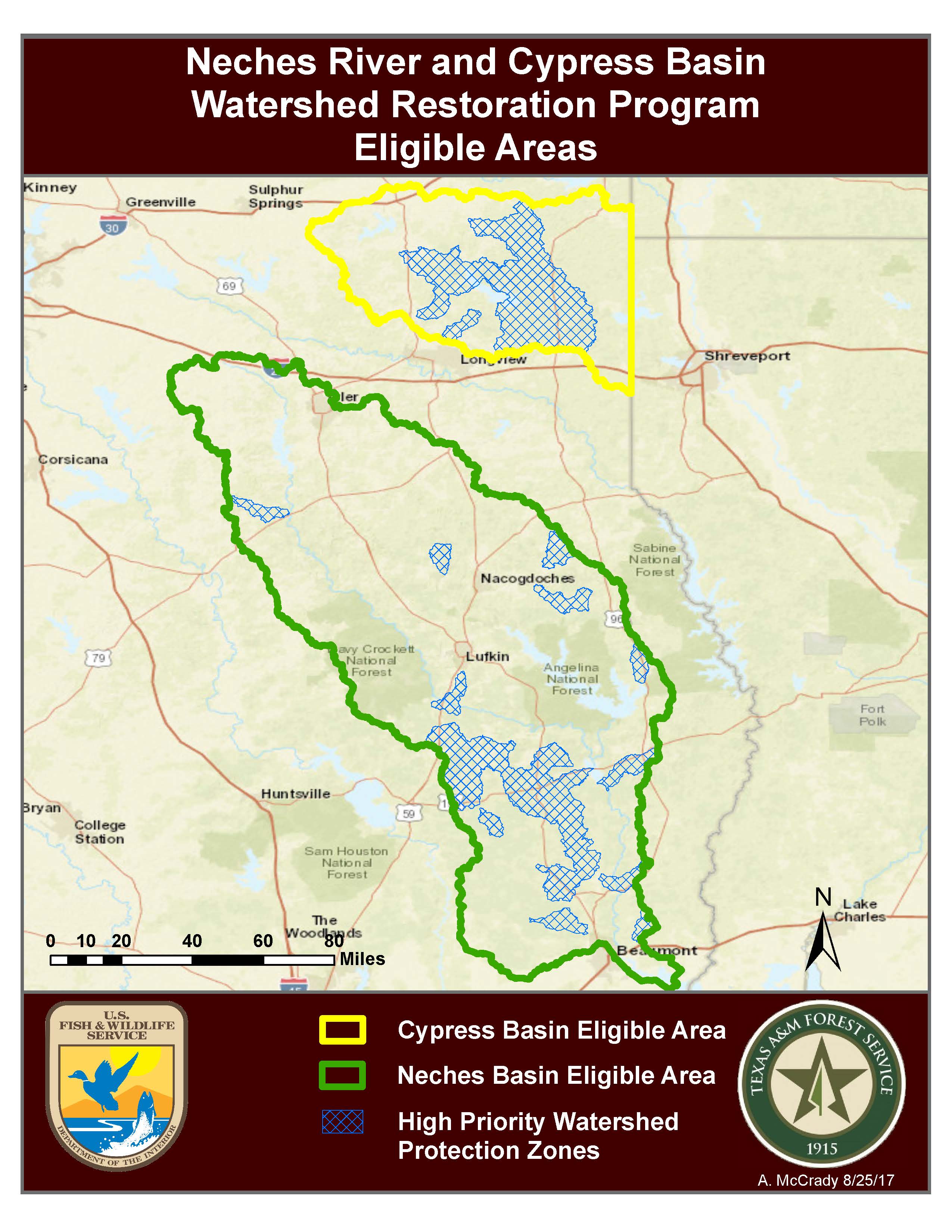 Neches River and Cypress Basin Watershed Restoration Program Eligible Areas